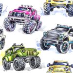 Tapeta Dla Dzieci - Kolorowe Samochody Monster