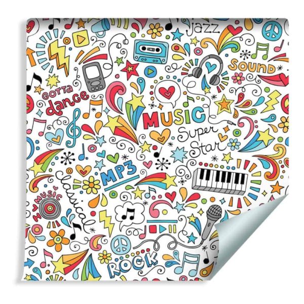Tapeta Dla Dzieci - Kolorowy Wzór Muzyka