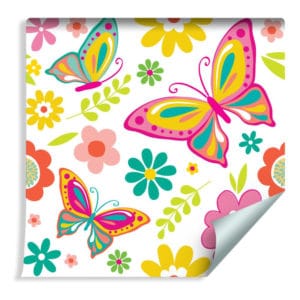 Tapeta Dla Dzieci - Motyle I Kwiaty