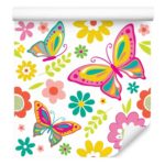 Tapeta Dla Dzieci - Motyle I Kwiaty