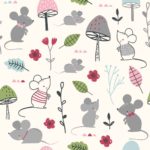 Tapeta Dla Dzieci - Myszki, Grzybki I Kwiatki