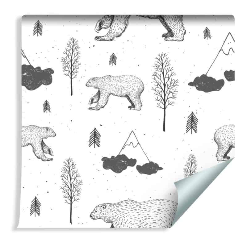 Tapeta Dla Dzieci - Niedźwiadki, Drzewa I Góry
