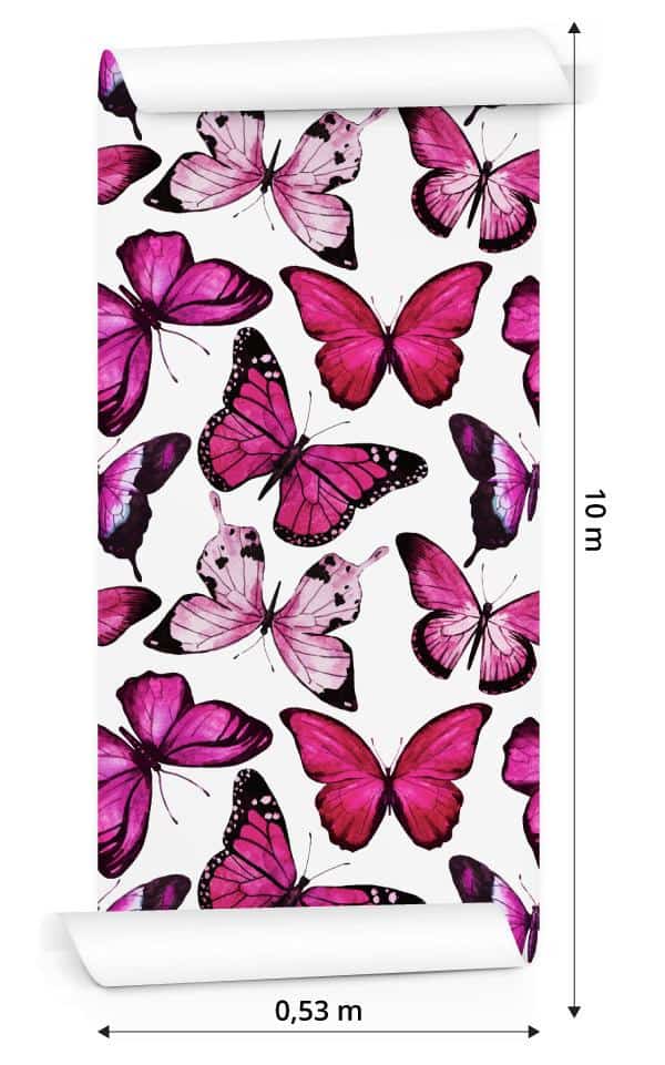 Tapeta Dla Dzieci - Różowe Motyle