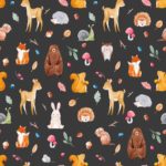 Tapeta Dla Dzieci - Zwierzątka Leśne Malowane Akwarelą
