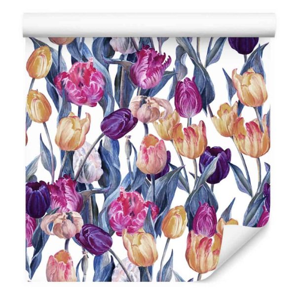 Tapeta Kolorowe Malowane Tulipany