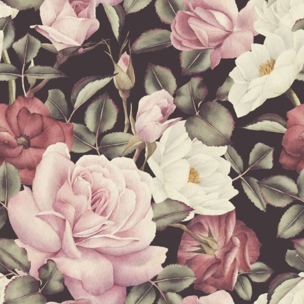 Tapeta Kolorowe Róże - Akwarela Vintage