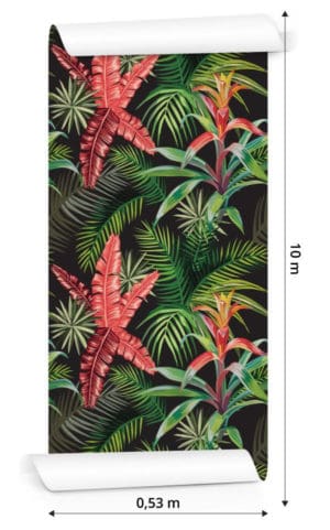 Tapeta Liście Palmowe I Egzotyczne Kwiaty