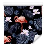 Tapeta We Flamingi Liście Kwiaty Natura, Do Salonu